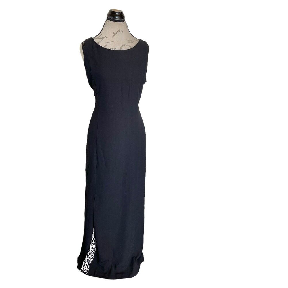 Danny & Nicole Womens Dress Size 16 Long Maxi Leopard Print Mob Wife Gothic Slit